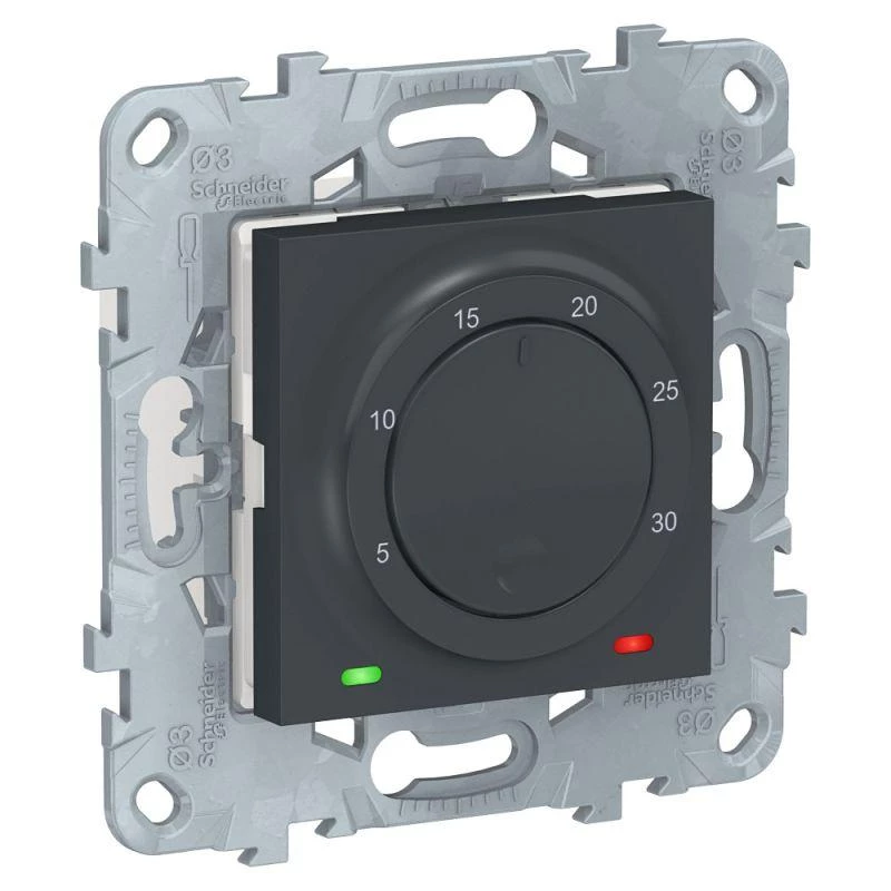 Schneider Electric Термостат UNICA NEW электронный 8А встроен. термодатчик антрацит SchE NU550154