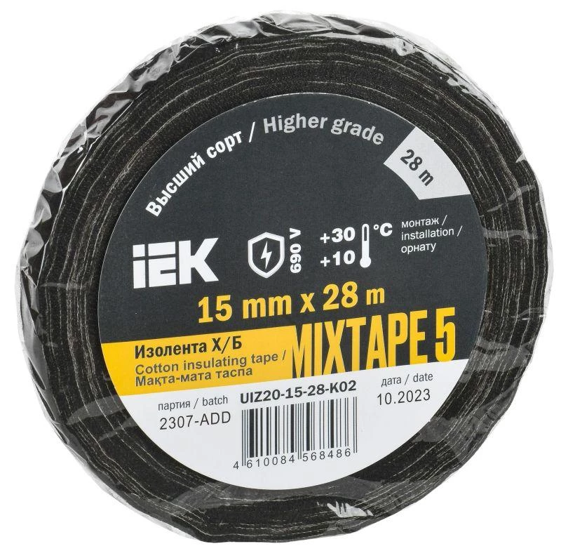 IEK Изолента Х/Б 15мм 28м MIXTAPE 5  UIZ20-15-28-K02
