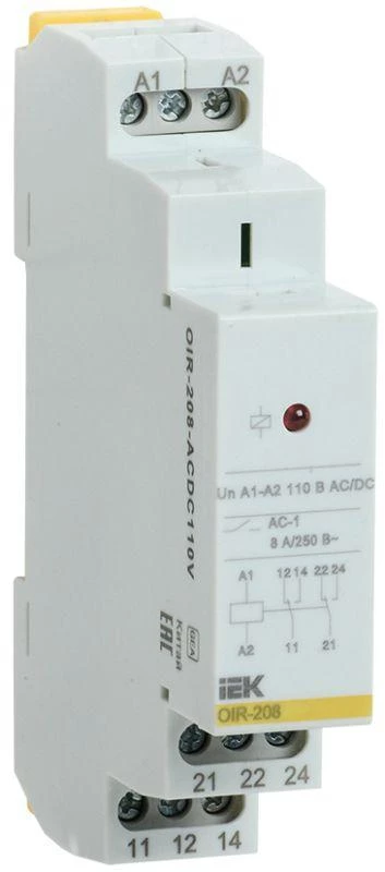 ONI Реле промежуточное OIR 2 конт. (8А) 110В AC/DC IEK OIR-208-ACDC110V