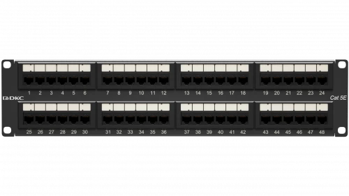 Патч-панель 19дюйм 2UCAT5E 48 портов RJ45 неэкранированная DKC RN5PPU242