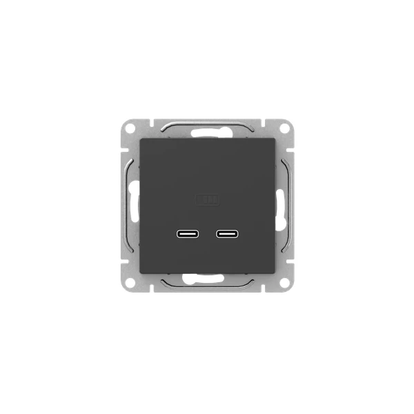 EKF Розетка 2-м СП Эпика USB-C механизм черн.  UP1-SOB-2USBC