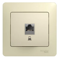 Розетка компьютерная 1-м СП Glossa RJ45 кат.5E механизм беж. SE GSL000281K