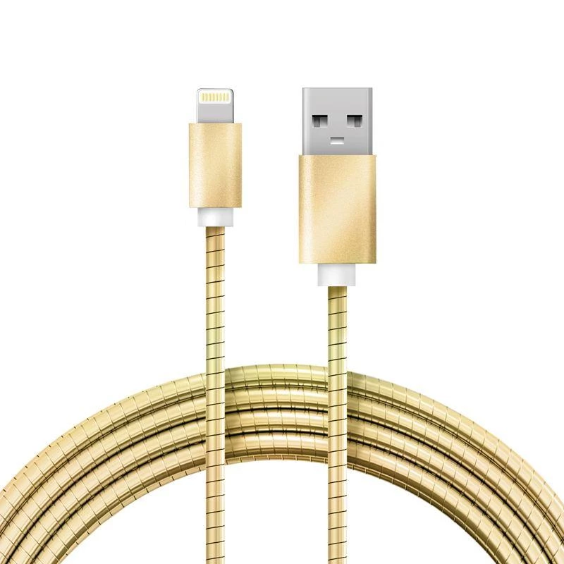 Rexant Кабель USB-A - Lightning 2.4А 1м метал. оплетка зол.  18-4252