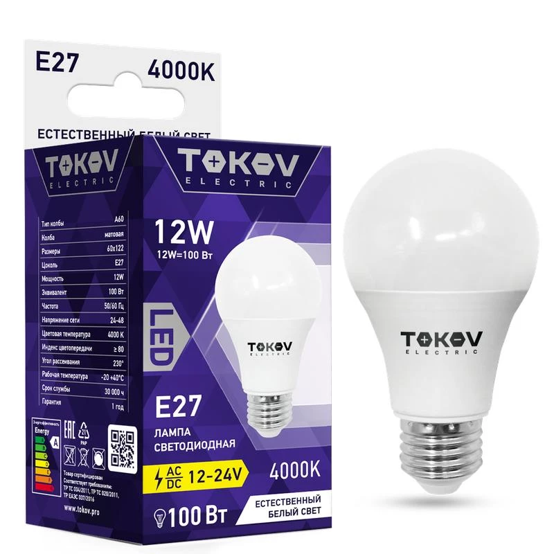 Фото TOKOV ELECTRIC TKE-A60-E27-12-4K-12/24