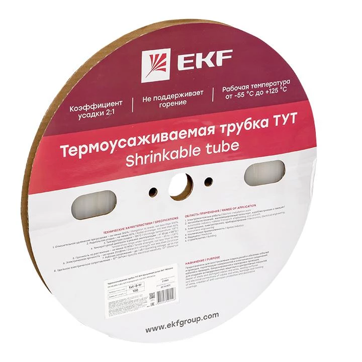 EKF Трубка термоусадочная ТУТ 8/4 прозр. (уп.100м) PROxima tut-8-tr