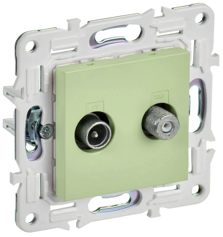 IEK Розетка двойная TV+SAT SKANDY SK-A13G мятный  SK-AF20-O-K06
