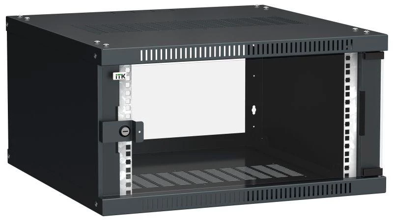 ITK Шкаф LINEA WE 6U 600x600мм дверь стекло черн.  LWE5-06U66-GF