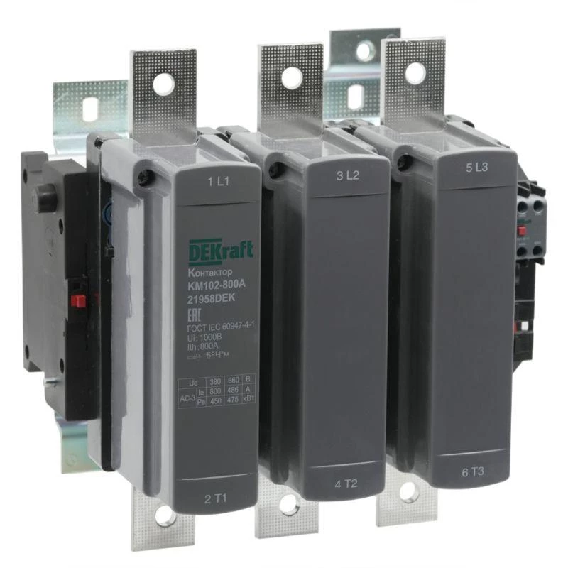 DEKraft Контактор 800А 220В АС АС3 АС4 1НО+1НЗ КМ-102 21958DEK