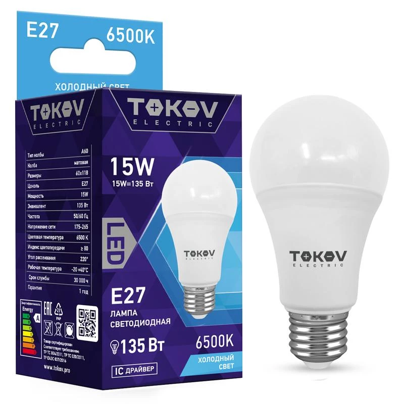 Фото TOKOV ELECTRIC TKE-A60-E27-15-6.5K