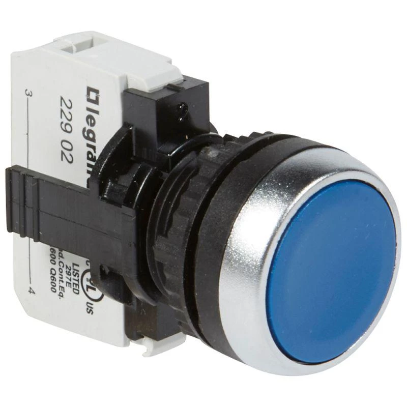 Legrand Кнопка НО с потайным толкателем син. Osmoz Leg 023703