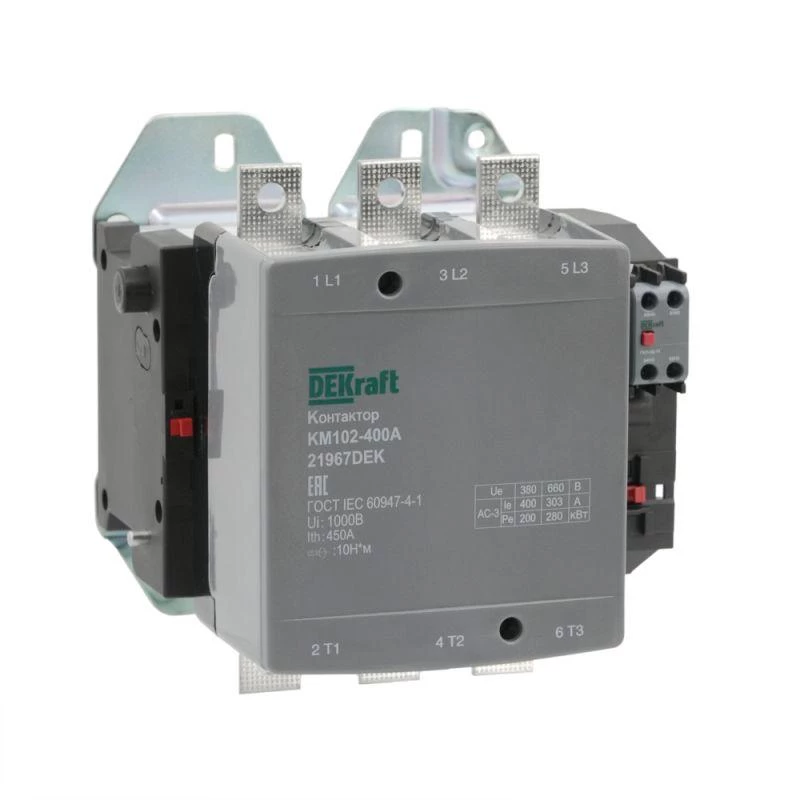 DEKraft Контактор 400А 220В АС АС3 АС4 1НО+1НЗ КМ-102 21967DEK