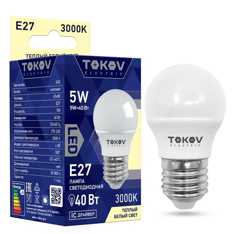 Фото TOKOV ELECTRIC TKE-G45-E27-5-3K