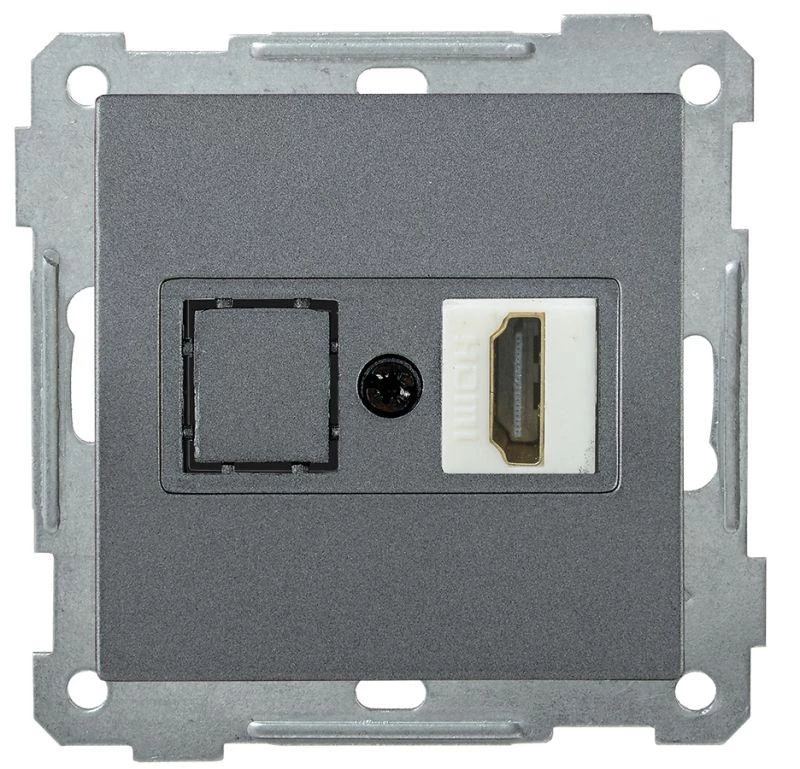 IEK Механизм розетки СП HDMI BOLERO РHDMI-0-Б антрацит  EHB10-K95