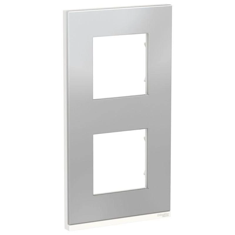 Schneider Electric Рамка 2-м Unica Pure верт. алюм. матов. бел. SchE NU6004V80