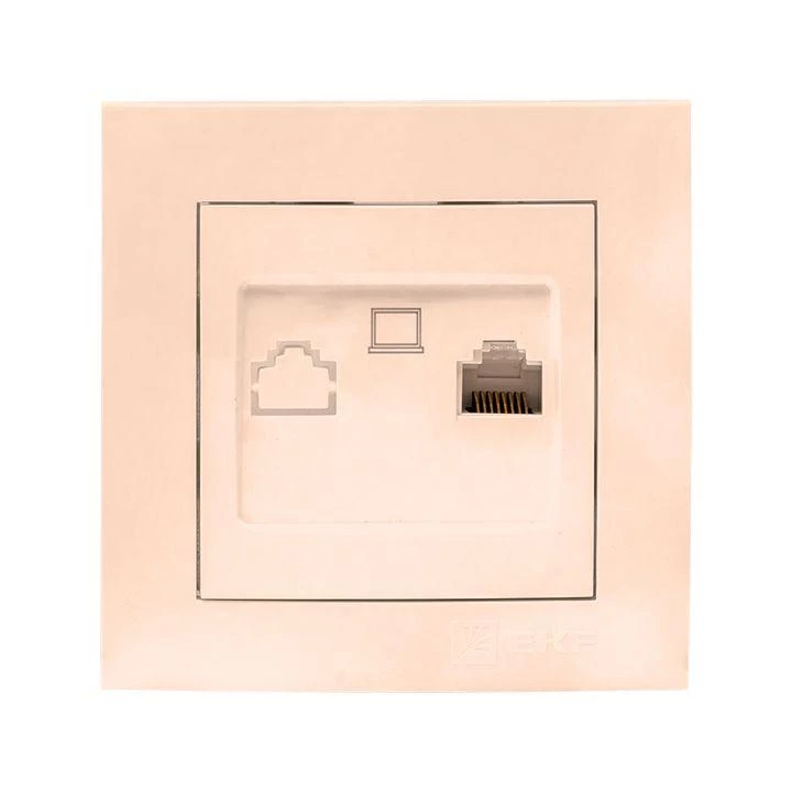 EKF Розетка компьютерная 1-м RJ-45 крем. PROxima  EWK01-035-20