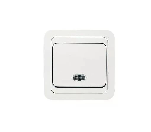 Выключатель 1-кл. СП Mimoza 10А IP20 с подсветкой бел./бел. Makel 12021