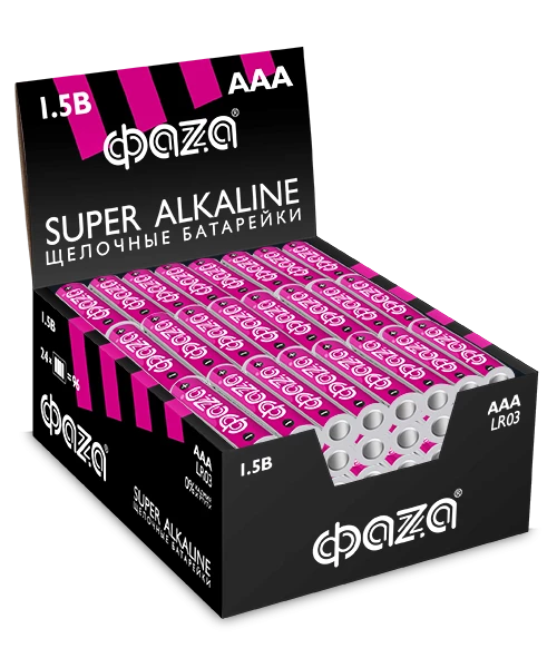 Элемент питания алкалиновый AAA/LR03 1.5В Super Alkaline box-96 display (уп.96шт) ФАZА 2854674