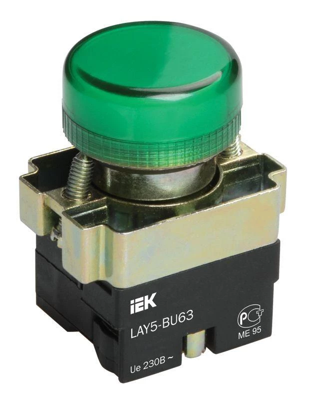 IEK Индикатор светосигнальный LAY5-BU63 d22мм 230В зел. KARAT  BLS50-BU-K06