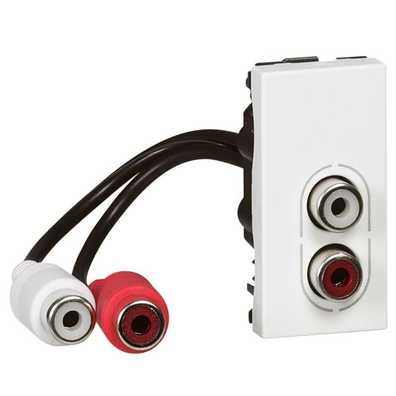 Legrand Розетка Mosaic 1мод. 2RCA с шнуром бел. Leg 078747