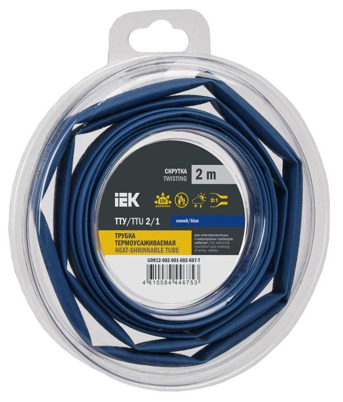 IEK Трубка термоусадочная ТТУ нг-LS 2/1 син. (уп.2м)  UDR12-002-001-002-K07-T
