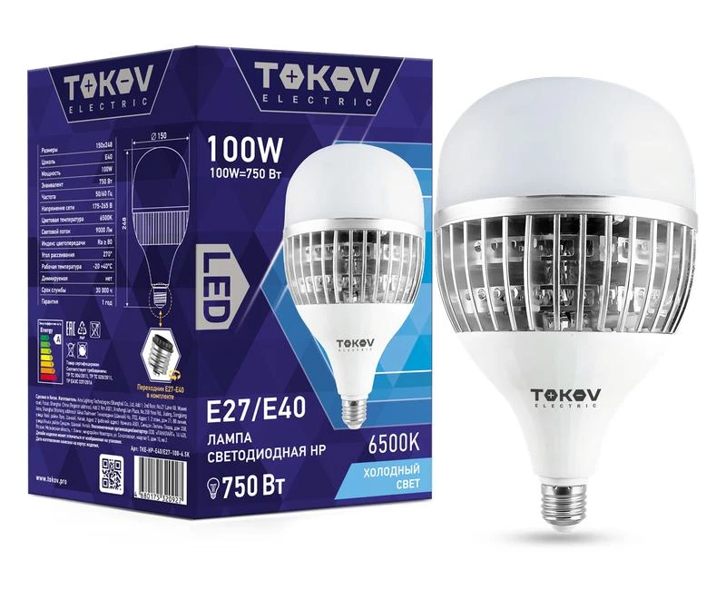 Фото TOKOV ELECTRIC TKE-HP-E40/E27-100-6.5K