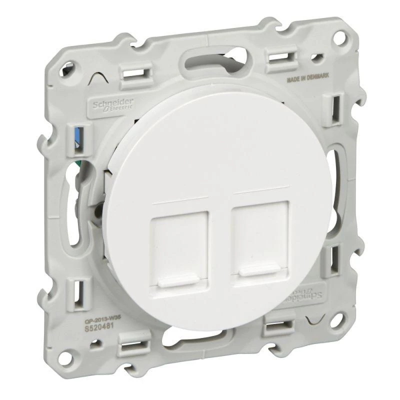 Розетка компьютерная 2-м СП Odace RJ45 кат.5E неэкранир. механизм бел. SchE S52R481