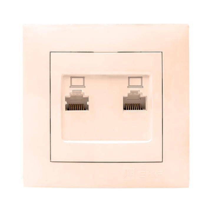 EKF Розетка компьютерная 2-м СП Валенсия RJ45 крем. PROxima  EWK02-035-20