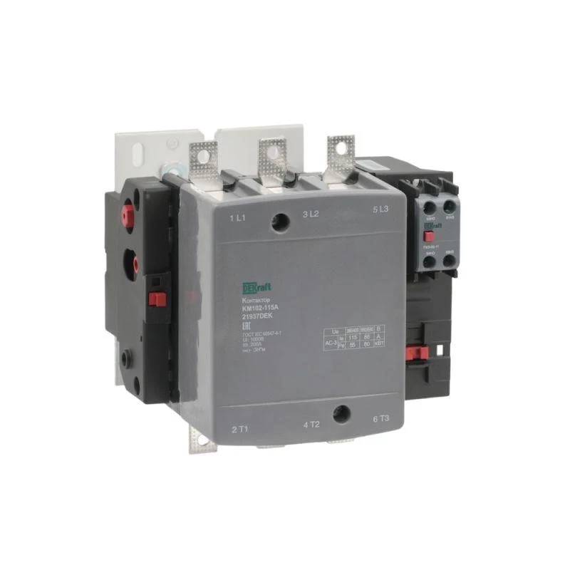 DEKraft Контактор 115А 220В АС АС3 АС4 1НО+1НЗ КМ-102  21937DEK