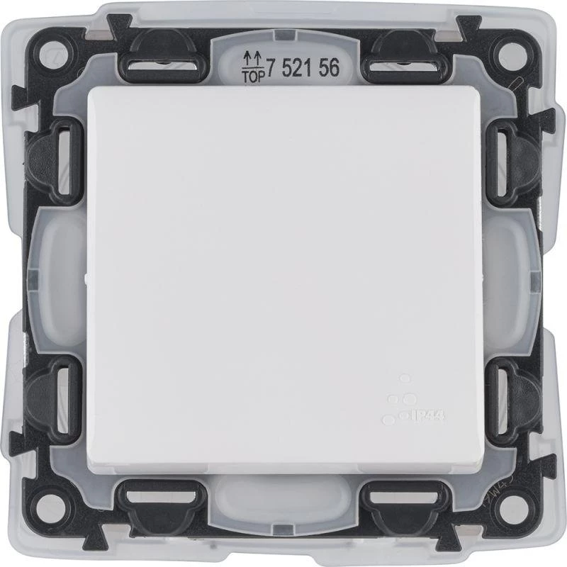 Legrand Механизм переключателя 1-кл. СП Valena Life 10А IP44 250В 10AX с лиц. панелью безвинт. зажимы бел. Leg 752156