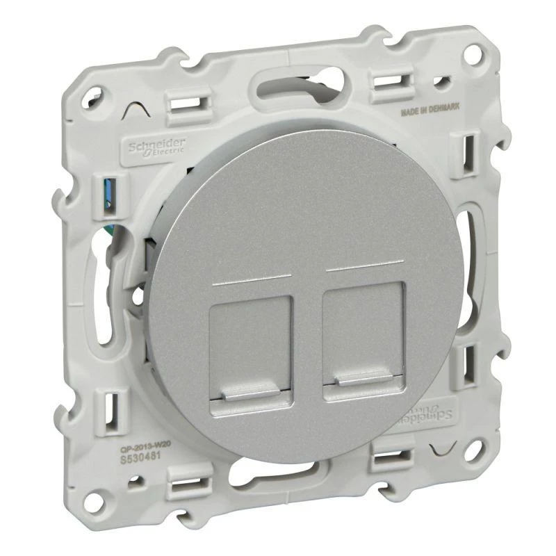 Schneider Electric Розетка компьютерная 2-м СП Odace RJ45 кат.5E неэкранир. механизм алюм. SchE S53R481