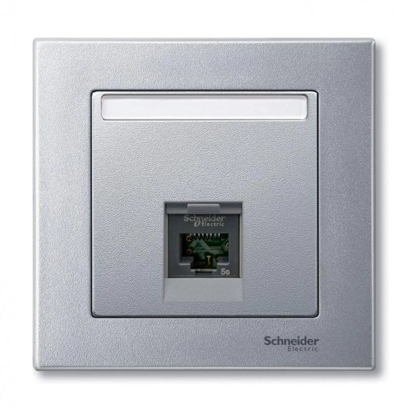 Schneider Electric Плата центральная Merten для розетки компьютерной 1-м RJ45 алюм. SchE MTN465860