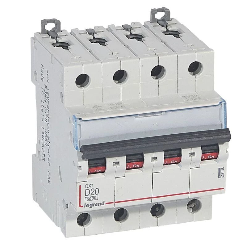Legrand Выключатель автоматический модульный 4п D 20А 10кА DX3 6000 4мод. 400В Leg 408148