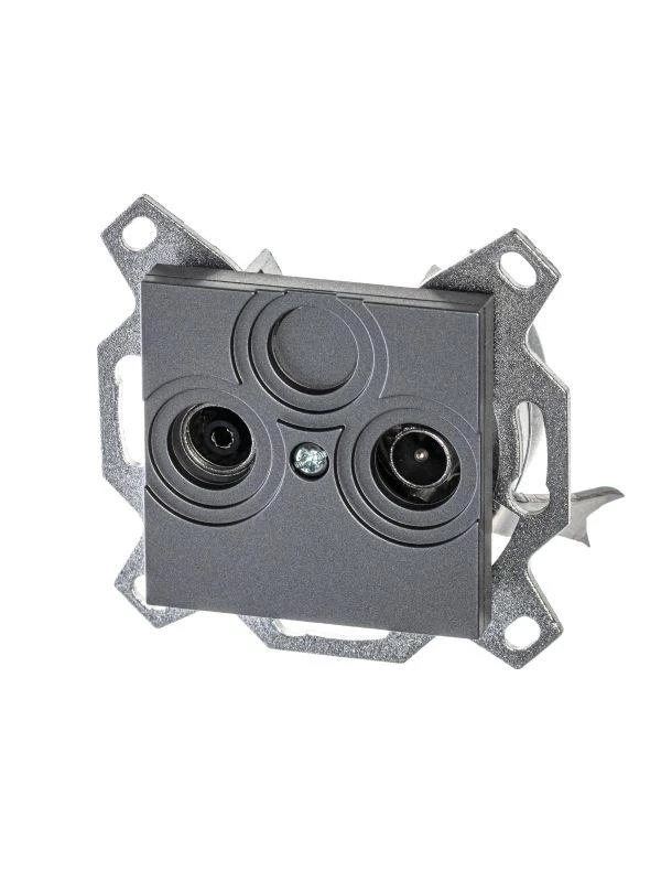 ABB Розетка TV-R Levit проходная 7дБ сталь  2CHH083607A6069