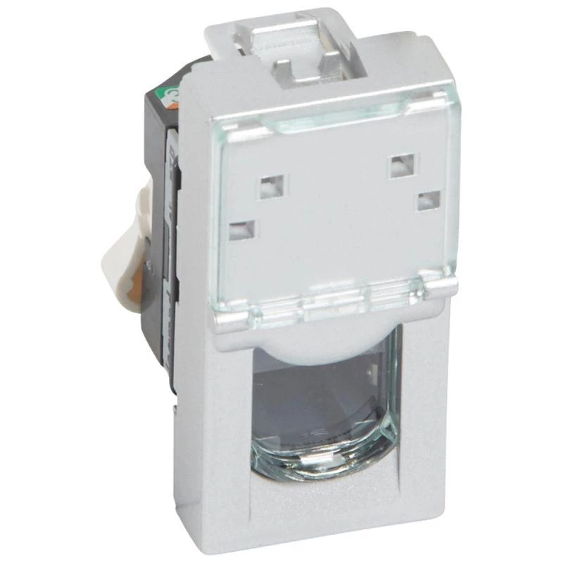 Legrand Розетка компьютерная СП 1мод. Mosaic RJ45 кат.5E FTP механизм алюм. Leg 079452