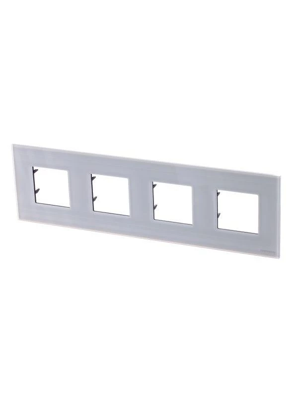ABB Рамка 4-м Zenit стекло бел.  2CLA227400N3001