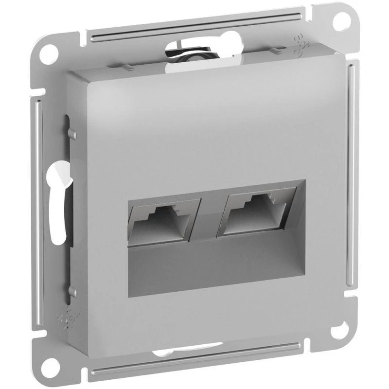 Systeme Electric Розетка компьютерная 2-м AtlasDesign RJ45 кат.6A механизм алюм. SE ATN000388