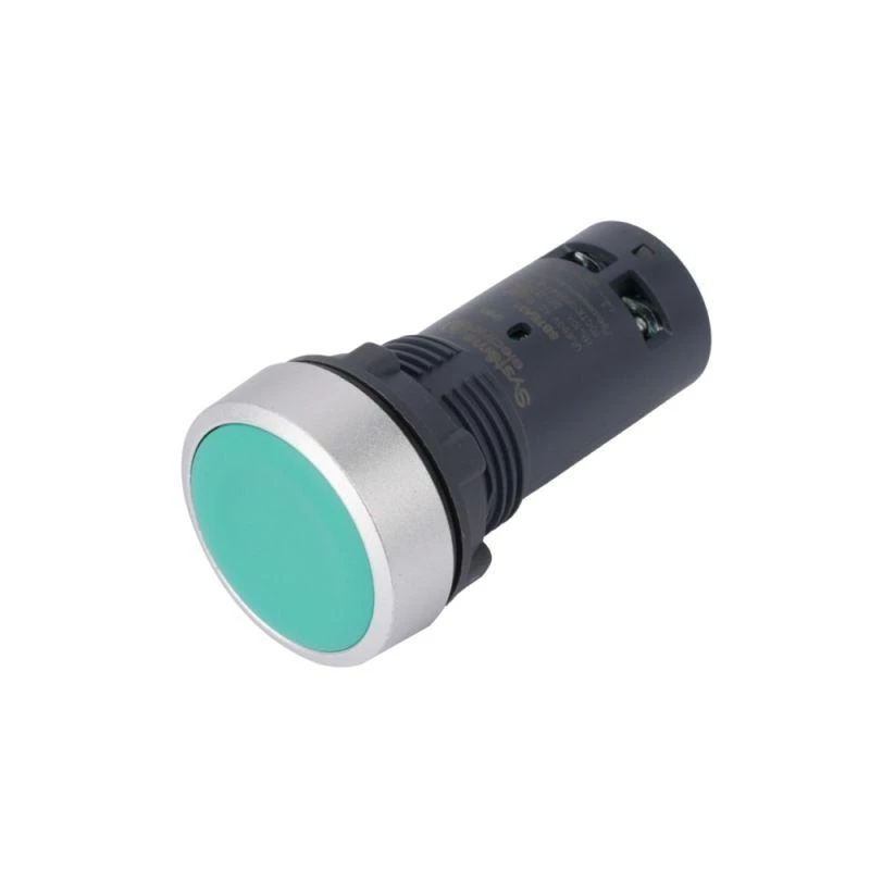 Systeme Electric Кнопка моноблочная SB7 22мм с возвратом металл 1НО+1НЗ IP65 зел. SE SB7EA35