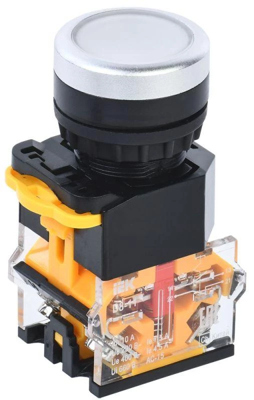 IEK Кнопка D8-11 d22мм 1НО+1НЗ бел. KARAT  BBT30-11-3-22-K01