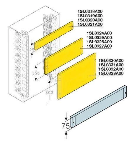 ABB Панель глухая H=75мм для шкафов Gemini (размер 4-5)  1SL0320A00