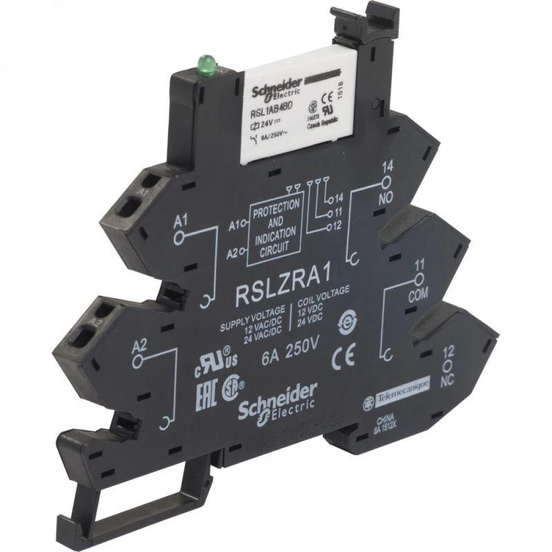Schneider Electric Комплект реле и розетки со светодиодом и цепью защиты SchE RSL1PRBU