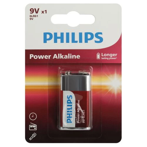 PHILIPS Элементы питания Элемент питания алкалиновый "крона" 6LR61 9В Power (блист. 1шт) Philips Б0062717