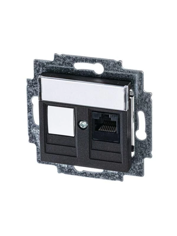 2CHH295117A6063 Розетка компьютерная Levit RJ45 кат.5E с заглушкой антрацит ABB 