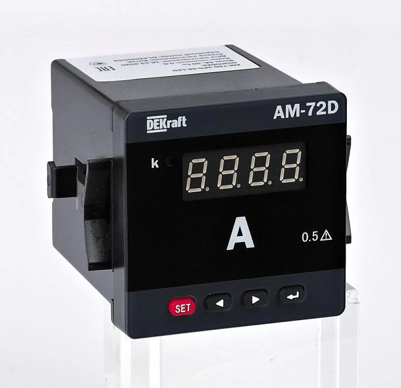 DEKraft Амперметр цифровой АМ-72D 1ф вх. 5А 72х72мм LED-дисплей  50300DEK