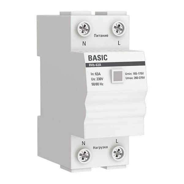 Реле напряжения RVb-63A (сквозное подкл.) Basic EKF rvb-63a