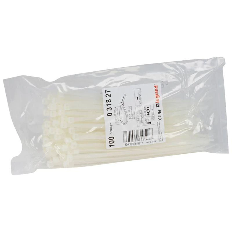 Legrand Хомут кабельный Colring 4.6х180 бесцвет. (уп.100шт) Leg 031827