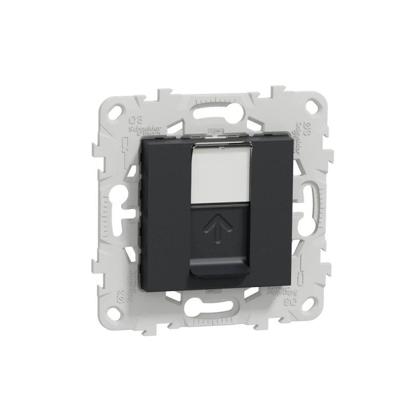 Schneider Electric Механизм розетки компьютерная UNICA NEW RJ45 одиноч. кат.6 UTP антрацит SchE NU541554
