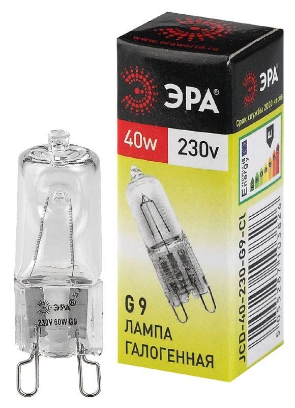Эра Лампа галогенная G9-JCD-40-230V-Cl 40Вт капсула G9 230В  C0027378