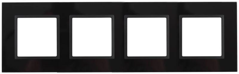 Эра Рамка 4-м 14-5104-05 стекло Elegance черный+антрацит ЭРА Б0034528