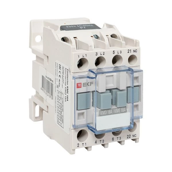 EKF Контактор КМЭ 18А кат. 220В AC 1НЗ  ctr-s-18-220-nc