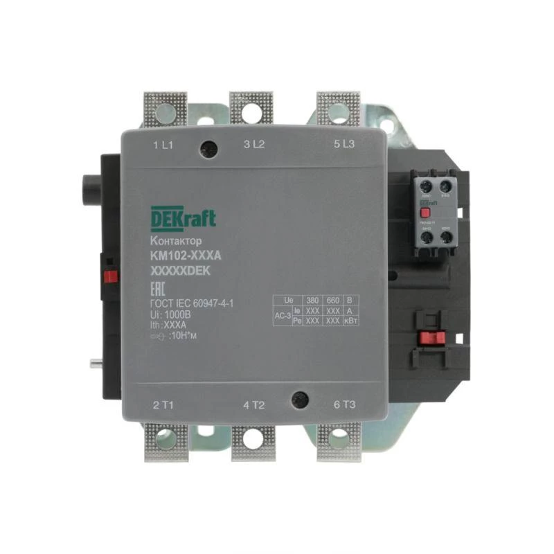 DEKraft Контактор 400А 380В АС АС3 АС4 1НО+1НЗ КМ-102 21968DEK